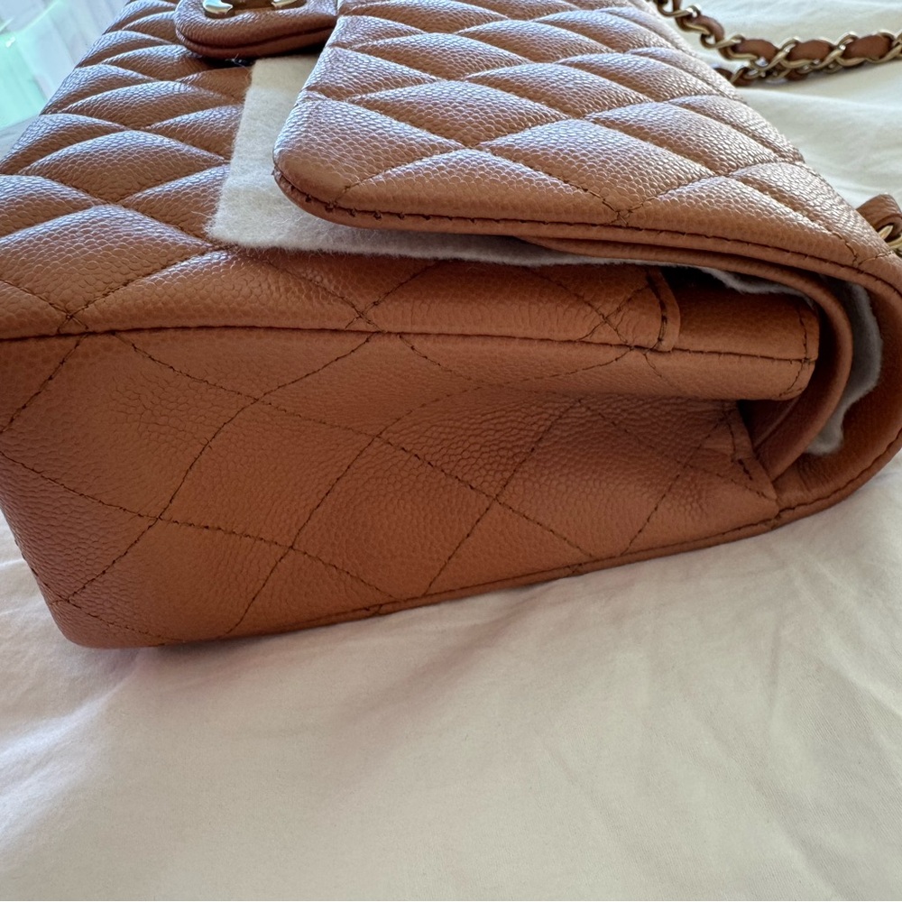 CHANEL Classic 11.12 Medium Double Flap in Camel Caviar Leather Gold Hardware - Picture 5 of 12